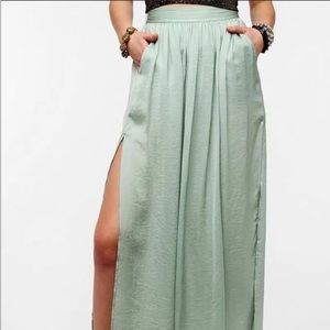 Urban sea foam green maxi skirt with slit
